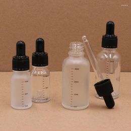 Storage Bottles 10ml 30ml Clear Frosted Glass Dropper Bottle With Scale Empty Essential Oil Cosmetic Liquid Round Pipette Refillable