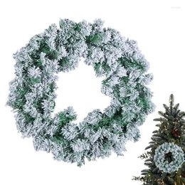 Decorative Flowers Christmas Wreath Front Door Decoration Wall Background Party Supplies Artificial White Snowy Indoor Accessorie
