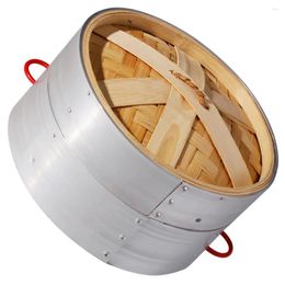 Double Boilers Steamer Vegetable Basket Pot Dumpling Dessert Bamboo Aluminum Vegetables Cooking