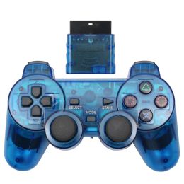 Gamepads Cool Transparent Color Game Controller For Sony PS2 Wireless Gamepads 2.4GHz Vibration Controller Gamepad for Playstation 2