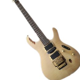 Guitar free shipping custom 6 string electric guitar Ultrathin body multicolor shelL inlay tremolo bridge HSH pickups gold button