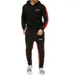 Gym Clothing Fashion DHL Men's Sportswear Sports Fitness Hooded Male Tracksuit Training Sweatshirt Sweatpants 2 Piece Sets Men