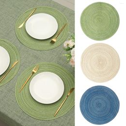 Table Mats 38cm Round Mat Woven Ramie Placemats Anti Slip Dining Non-Slip Tableware Bowl Pads Kitchen Drink Cup Coasters