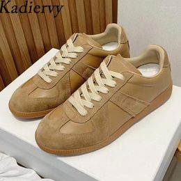Casual Shoes 2024 Flat Sneakers Women Suede Leather Patchwork Running Unisex Round Toe Lace Up Leisure Outdoors Sports Man