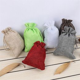 Storage Bags 10pcs 10x14cm Natural Burlap Cotton Linen Bag Christmas Candy Gifts Packaging Pouch