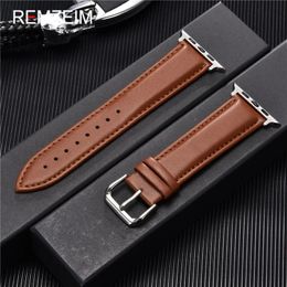 Calfskin Genuine Leather Watchband 38mm 40mm 41mm for iwatch 8 7 6 5 4 3 SE Replace Wrist Strap 42mm 44mm 45mm for Watch 240415