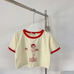 Miu T-Shirt Designer Luxus Modebrief gedruckt Damen T-Shirt kurzärmelig halb Ärmeln obere Kleidungsstück Damenanzug für kleine Statur