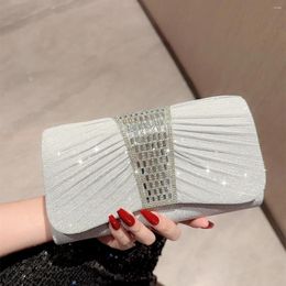 Evening Bags Women 2024 Rhinestone Wedding Banquet Shiny Ladies Clutch Handbag Fashion Party Female Shoulder Bag Gold Silver