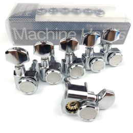 Cables 1 Set 6 Inline No Screws Locking Electric Guitar Hine Heads Tuners Lock String Tuning Pegs Chrome Sier