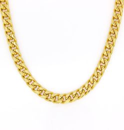 Real 10k Yellow Gold Filled Miami Cuban Chain Necklace 24quot Inch Custom Box Lock Men 10mm width 5mm Thickness Heavy3022283