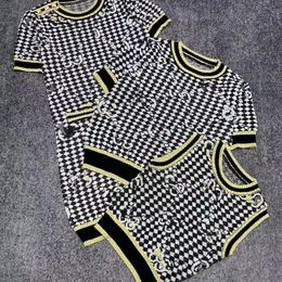 Woman all over logo o-neck sleeveless letter logo jacquard diamond plaid grid pattern knitted designer tank tops SML