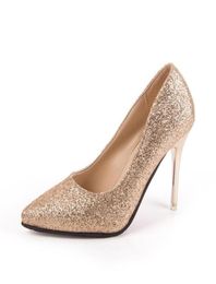 Sandals 2021 Ladies Fashion Korean Glitter Gold High Heels Pointed MidHeel Silver Stiletto AllMatch HighHeeled8843311