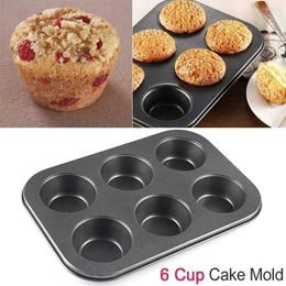 Baking Moulds 6-Cavity Cupcake Tray Nonstick Cake Mold Carbon Steel Mould 6 Grids