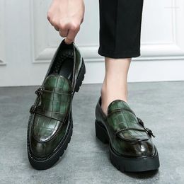 Casual Shoes Brand Fashionable Leather Men Business Formal Wear A Pedal Thick Soled Loafers Suit Shoe Patent Shiny