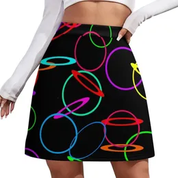 Skirts Neon Circles Mini Skirt Clothes For Woman Skort Women Korean Style 2024 Night Club Outfits