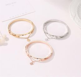 Rose Gold Stainless Steel Bracelets Bangles Female Heart Forever Love Brand Charm Bracelet for Women Famous Jewelry8251240