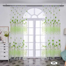 Curtain 100x200cm Spring Summer Tulip Flowers Tulle Curtains For Kitchen Living Room Green Colour Bedroom Home Window Decoration