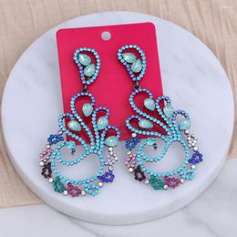 Dangle Earrings Boho Novelty Design Shiny Rhinestone Peacock For Women Fashion Jewlery Evening Dress Statement