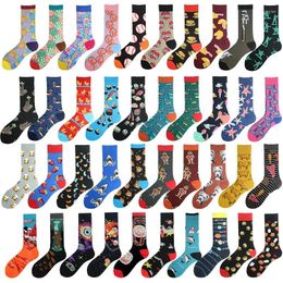 Men's Socks Trend Harajuku Street Men Combed Cotton Colorful Clown Guitar Creative Novelty Pattern Happy Casual Skate Motion Sokken