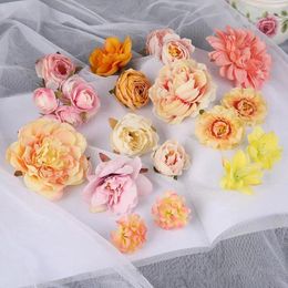 Decorative Flowers 1 Bag Mixed Artificial Silk Rose Peony Daisy Fake Flower For Home Wedding Decoration DIY Craft Garland Gift Accessories