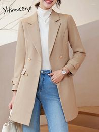 Women's Trench Coats Fashion French Style Office Elegant Women Long Formal Wear Work Clothes Sleeve 2024 Jackets