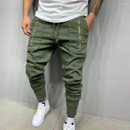 Men's Pants Trendy Men Sweatpants Pure Color Drawstring All-match Slim Male Trousers For Outdoor