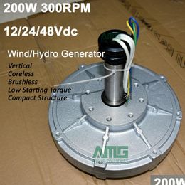 Wind Generators 200W 300Rpm 12V/24V/48Vdc Low Speed Start Up For Diy Permanent Magnet Coreless Generator Alternator Drop Delivery Ren Dhiyh