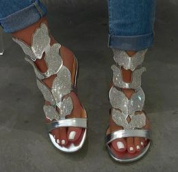 Women Flat Ankle Strap Sandals Summer Womens Buckle Glitter Beach Shoes Women Crystal Bling Ladies Fashion Plus Size1648312