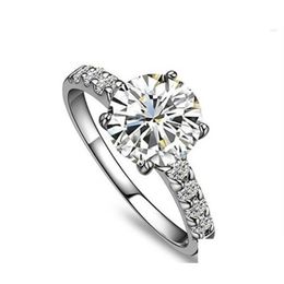 Cluster Rings Solid 14K White Gold Au585 Ring 1Ct Diamond Women Love Promise For Girl Beautif Box Drop Delivery Jewellery Dhhrw