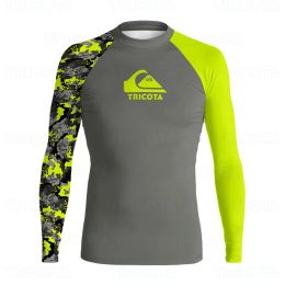 Suits Men Surfing Shirts Summer UV Protection Swimwear Quick Dry Long Sleeve UPF 50+ Beach Tshirt Diving Tops Wear Fitness Sport Kit