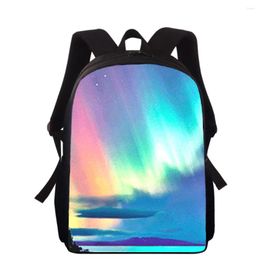 School Bags Northern Lights Sky 16" 3D Print Kids Backpack Primary For Boys Girls Back Pack Students Book