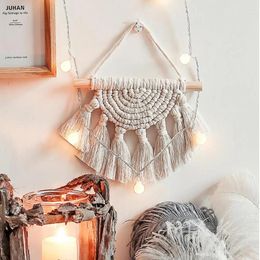 Decorative Figurines Simple Nordic Style Bohemian Chic Macrame Wall Hanging Hand-woven Tapestry Dream Catcher For Home Bedroom Decoration