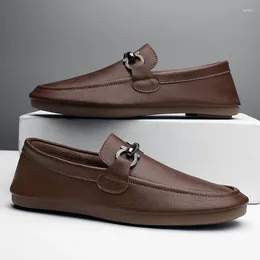 Casual Shoes Summer Mens Loafers Wedding Dress Driving Moccasins Comfy Footwear Genuine Leather Male Slip On Lazy Flats