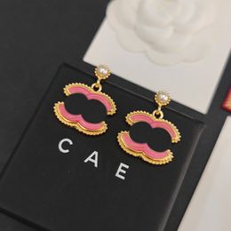 Earrings Designers New Gold-Plated Earrings In Pink Match Designed For Fashionable Charming Girls High Quality Earrings High-Quality Jewellery Earring Party