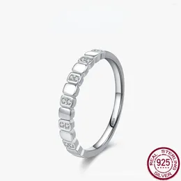 Cluster Rings S925 Silver Ring Geometric Small And Versatile Design With Diamond Embedding Simple Jewellery For Women