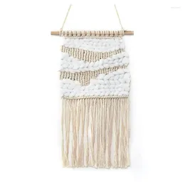 Tapestries Bohemian Tassel Handmade Wall Art Macrame Tapestry Decor Cotton Hand Weaving Beige Chic