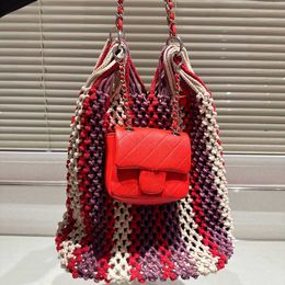 Vintage Woven Tote Bag With Real Leather Small Phone Square Bag Women Designer Handbags Casual Large Shopping Shoulder Bags Hobo 240415