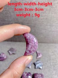 Decorative Figurines Natural Violet Moons Heart Salb Free Form Tumble Slab Crystal Mineral Madagascar Healing Palm Workmanship Ornament