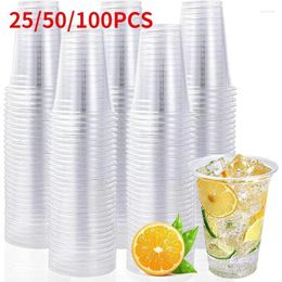 Disposable Cups Straws 25/50/100PCS Plastic Cup Clear For Wedding Party Street Tasting Outdoor Picnic Kitchen Accessories