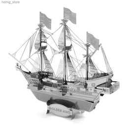 3D Puzzles Golden deer boat 3D Metal Puzzle model kits DIY Laser Cut Puzzles Jigsaw Toy For Children Y240415