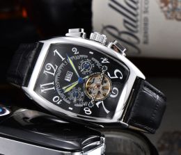 2024 New Mens watches tourbillon automatic mechanical leather fashion hollow skeleton day date men designer watches wholesale mens gifts high quality G23