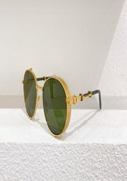 Round Pilot Sunglasses Gold Green Lens Sunnies Sun Glasses for men Fashion Shades Holiday Eyewear UV400 with box4947599