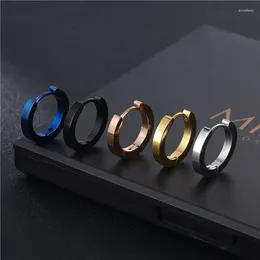 Hoop Earrings Korean Fashion Round Stainless Steel Ear Clip Titanium Glaze Colourful Simple Allergy Free Earring For Trend Men Women Jewellery