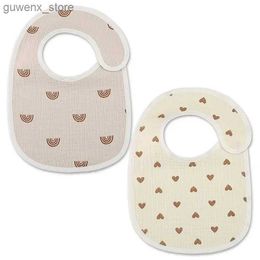 Bibs Burp Cloths 2pcs Summer Waterproof Baby Bibs Cute Cotton Infant Bib Newborn Burp Cloths for Kids Boy Girl Soft Feeding Saliva Towel Y240415Y240417NH0I