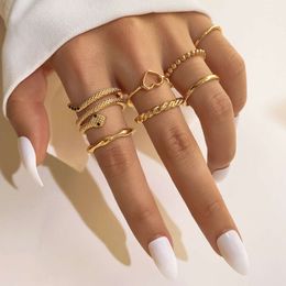 Simple Fried Dough Twists Alloy Joint Set Creative Multi-layer Snake Shaped Diamond Inlaid Love Ring