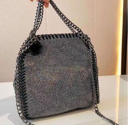 stella mccartney falabella mini tote bags woman metallic sliver black tiny shopping women Handbag leather crossbody Shoulder Bag Fashion goes with everyth12