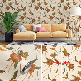 Wallpapers Retro Floral Birds Peel And Stick Wallpaper Chic Removable Self Adhesive Contact Paper Furniture Decor Stickers Home