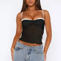 Women's Tanks Women Y2k Lace Cami Tank Tops Sheer Mesh See Through Sleeveless Crop Top Backless Camisole Bustier Going Out