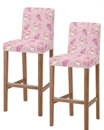 Chair Covers Christmas Santa Claus Snowflake Flower Pink Bar Stool Cover Cafe Office Slipcover Removable Seat For Pub