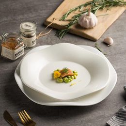 Plates Flower Shaped Shallow Dish Creative Restaurant Steak Dessert Plate Ceramic El Tableware Ins Style Artistic Conception